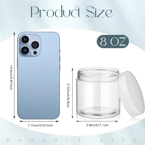 4 Pcs Plastic Jars Wide Mouth with Lids (4 Count)
