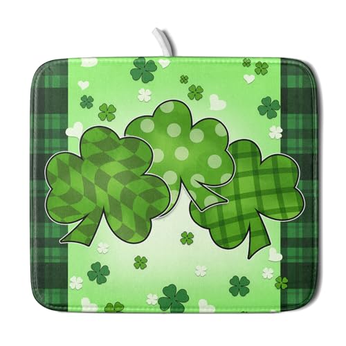 St Patrick's Day Shamrocks Dish Drying Mat 16x18 Inch