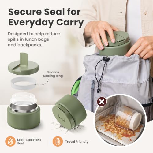 13.5oz Soup Thermo for Hot Food Kids with Buckle Lid Insulated Vacuum Food Jar Wide Mouth Leakproof Stainless Steel Lunch Container
