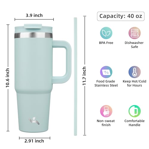 40 oz Insulated Tumbler Water Bottle with Handle
