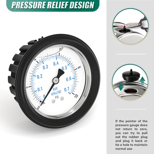 0 10PSI Stainless Steel Liquid Filled Pressure Gauge