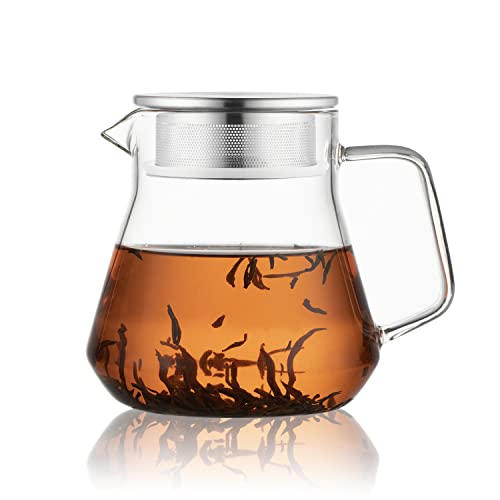 One Touch Glass Teapot with Stainless Steel Filter Lid