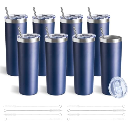 20 oz Skinny Tumbler with Lid and Straw (8 Count)