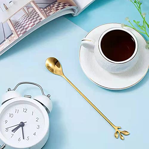 6 Pack Gold Leaf Long Handle Spoons (6 Count)