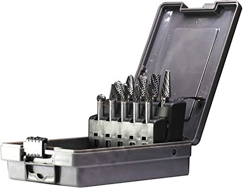 1 4" Shank 10pcs Double Cut Solid Carbide Rotary Burr Set (10 Count)