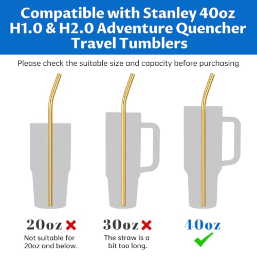 8PCS Stainless Steel Straws Fit for 40oz Stanley Tumblers (8 Count)