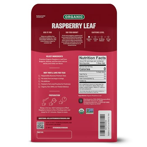 Organic Red Raspberry Loose Leaf Herbal Tea (4 Ounce)