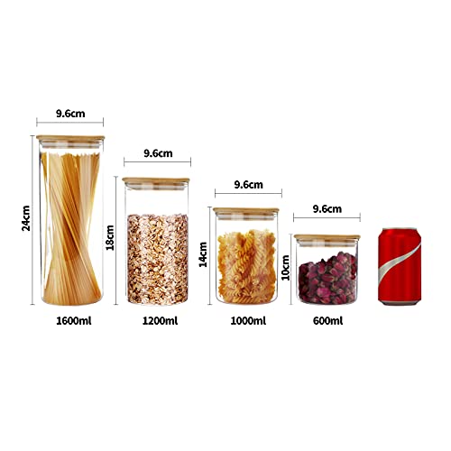 Glass Food Storage Containers Jar Seal Bamboo Lids 600ml Airtight Canister Organization Sets Stackable
