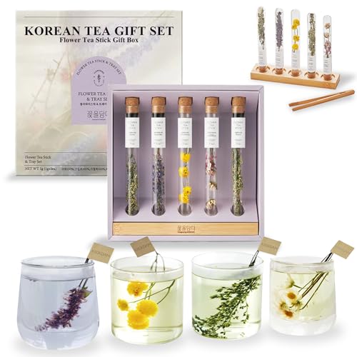 Premium Flower Tea Stick Sampler with Wooden Tray