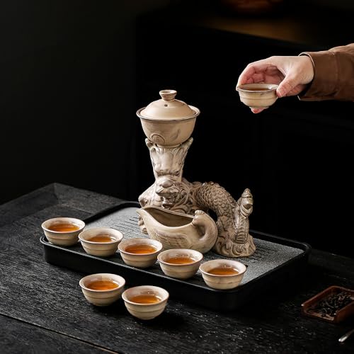 Ceramic Teapot with Infuser Semi Automatic Tea Set Magic Teapot with 8 cups Gradient Color