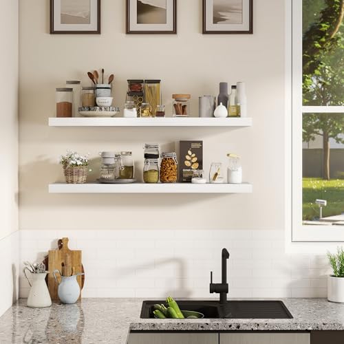 Rustic Real Wood Floating Shelves (2 Count)