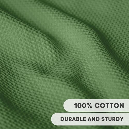 100% Cotton Olive Green Waffle Weave Kitchen Dish Cloths (6 Count)