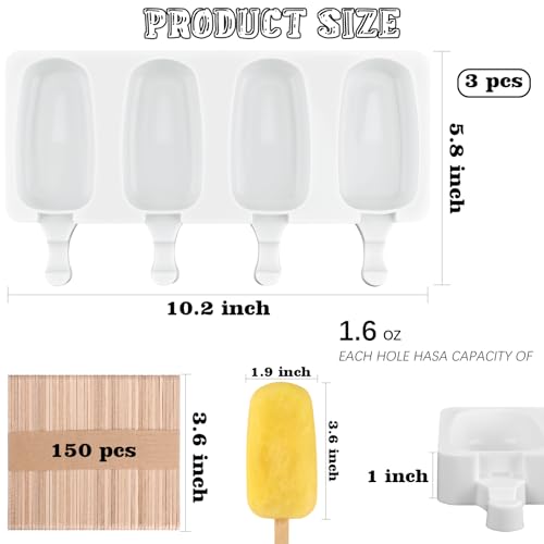 Large Oval 4 Cavities Silicone Popsicle Molds (153 Count)