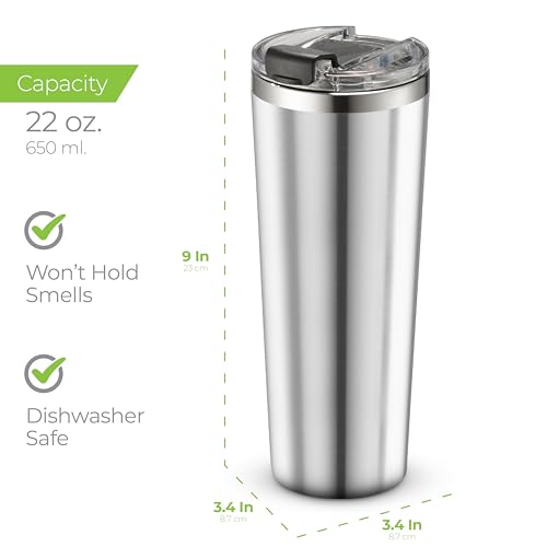 22 oz Insulated Coffee Tumbler with Leakproof Lid