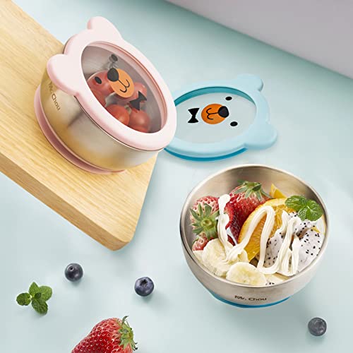Food Grade Stainless Steel Baby Bowls with Leakproof Tempered Glass Lid