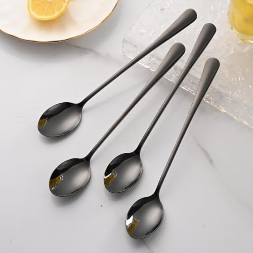 7.5 Inches Black Coffee Stirring Spoons Set (8 Count)