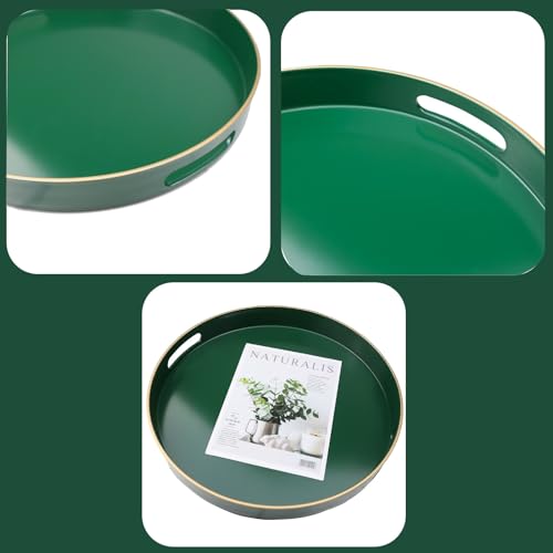 Green Round Decorative Tray with Handles