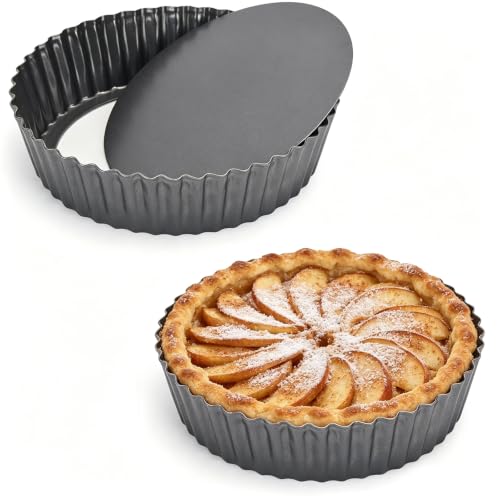 2 Pack 9.4 × 2 Inches Nonstick Tart Pan with removable bottom (2 Count)