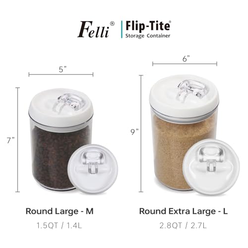 Flip Tite Storage Container with Lid 6" ROUND Airtight Ring Lock Top (2 Count)