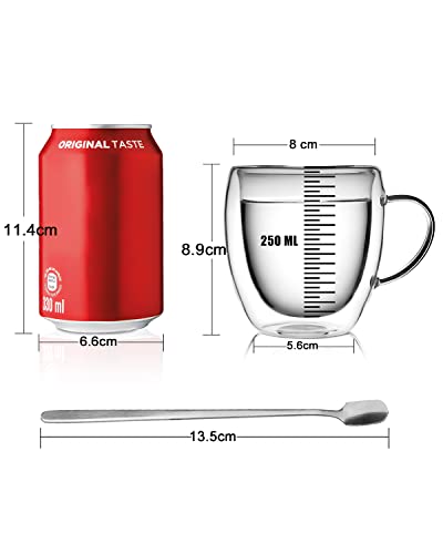 4 Pack Double Walled Coffee Cups Glasses Mug (4 Count)