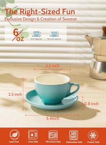 6 Ounce Cappuccino Cups with Saucers (6 Count)