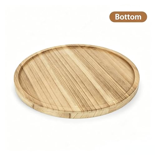 Round Ottoman Tray Large Wood Serving Tray for Table Living Room Bedroom