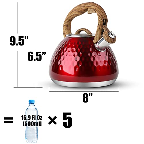 Tea Kettle Toptier Teapot Whistling Kettle with Wood Pattern Handle Loud Whistle