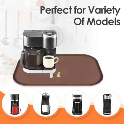 Silicone Coffee Maker Mat with Lip for Countertops
