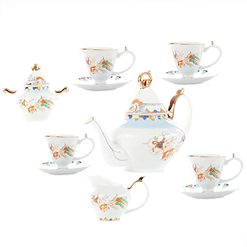 Porcelain Tea Sets Tea Set with Teapot Afternoon Tea Set for Adults Vintage Coffee Cups and Saucer Sugar Bowl