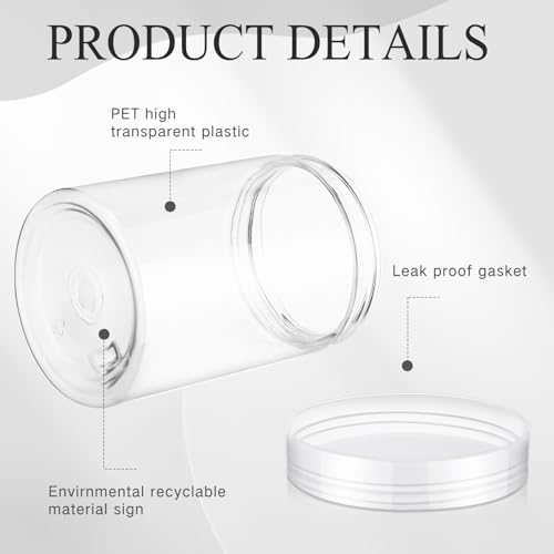 4 Pcs Plastic Jars Wide Mouth with Lids (4 Count)
