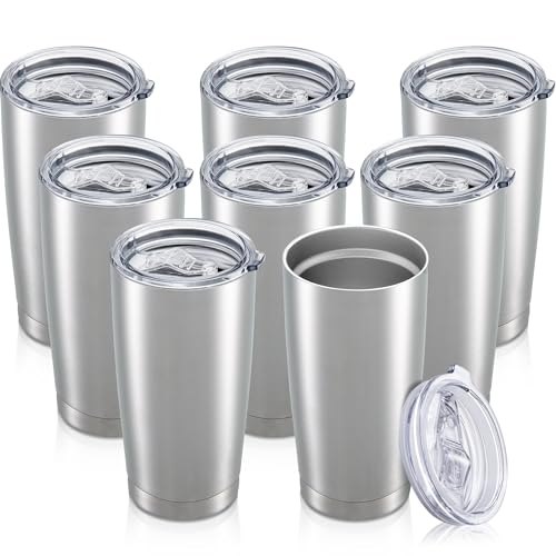 20 oz Tumbler with Lid Stainless Steel Insulated Tumblers Bulk Cups Mug (8 Count)