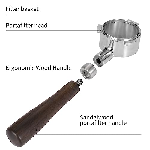 54mm Bottomless Portafilter with Double Shot Filter Basket & Wood Handle for Breville Barista Express Impress