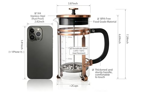 21 oz Bronze French Press Coffee Maker
