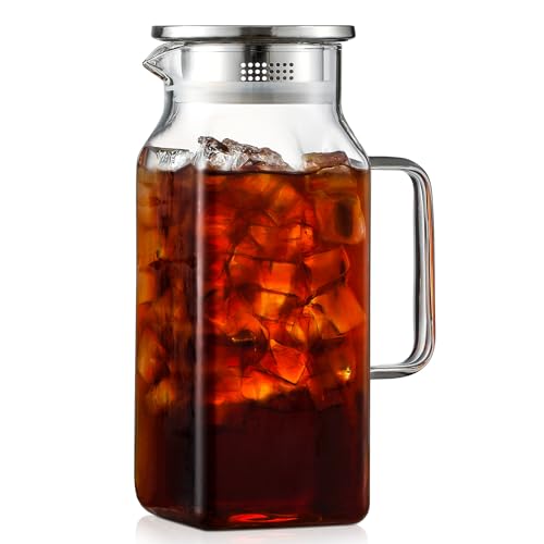 40 oz 1.2Liter Square Glass Pitcher with Lid and Spout