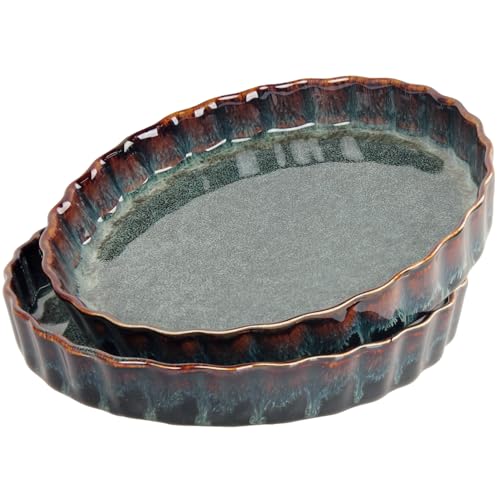 7 Inch Ceramic Pie Pan Quiche Dish 13.5 Ounces Baking Pan (2 Count)