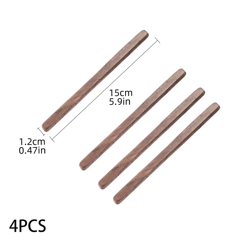 4Pcs Black Walnut Wood Coffee Stirrers 6″ Reusable Wooden Drink Stir Sticks for Coffee (4 Count)