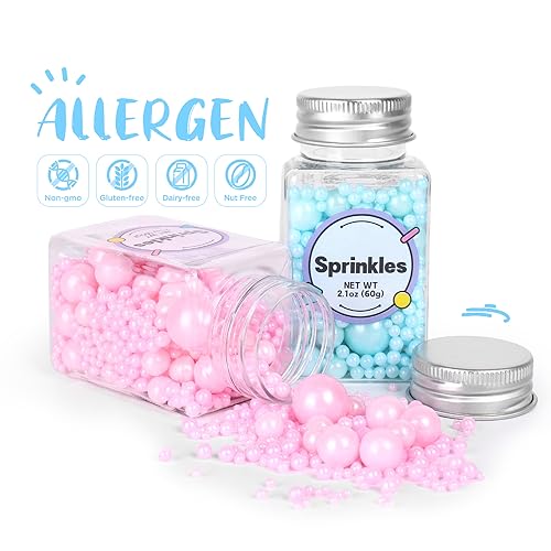 Edible Pink and Blue Sprinkles for Cake Decorating (4.2 Ounce)
