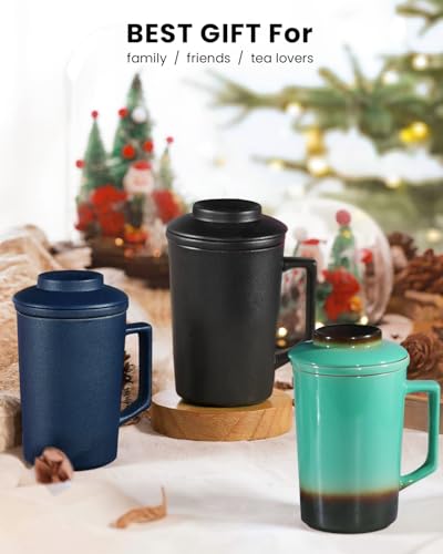 15 oz Ceramic Tea Infuser Cup with Lid