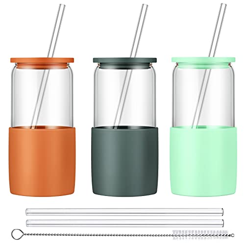 Glass Tumbler with Straw and Lid