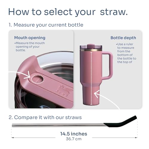 14.5" Stainless Steel Straws with Silicone Tips (10 Count)