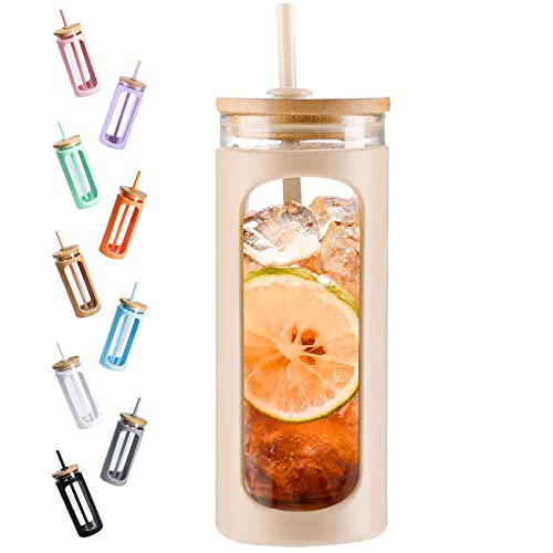 20oz Glass Tumbler with Straw and Lid
