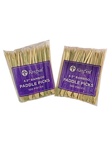 200 Count KingSeal Natural Green Bamboo Wood Paddle Picks