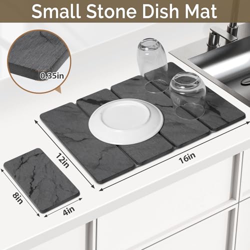 Small Stone Dish Drying Mat for Kitchen Counter (2 Count)