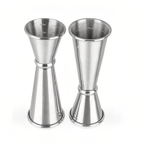 2-Piece Dual-Sided Bartending Jigger Set - 1oz & 2oz Measured Markings, 304 Stainless Steel, Food-Grade Cocktail Measuring Tool for Professional & Home Bars (2 Count)