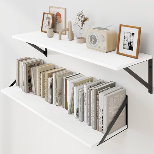 White Deep Floating Shelves for Wall (2 Count)