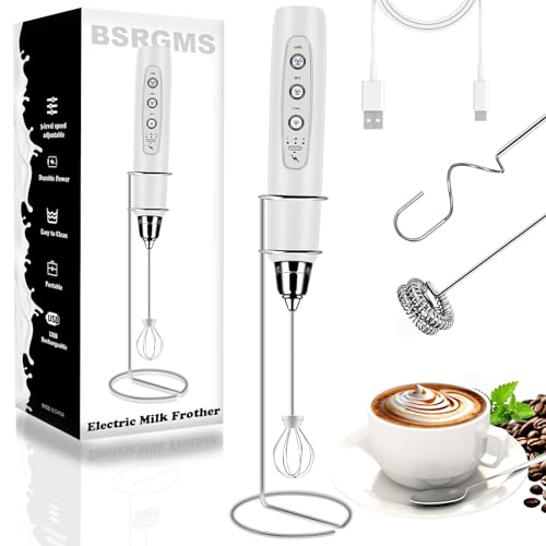 Milk Frother Wand Rechargeable Handheld Whisk Coffee 3 Speed Adjustable
