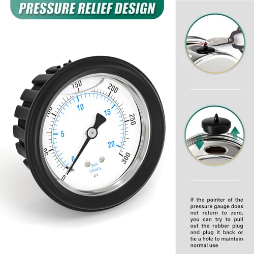 0 300PSI Stainless Steel Liquid Filled Pressure Gauge
