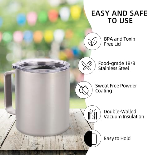 14oz Insulated Stainless Steel Coffee Mug with Lid Bulk 2 Pack (2 Count)