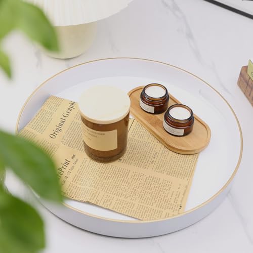 White Round Decorative Tray with Handles