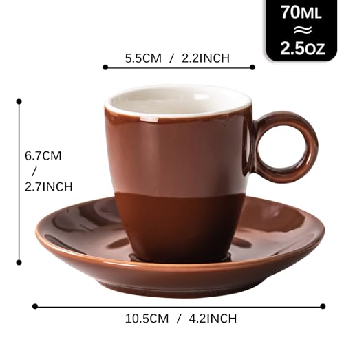 2.5oz Espresso Cups with Saucers Set